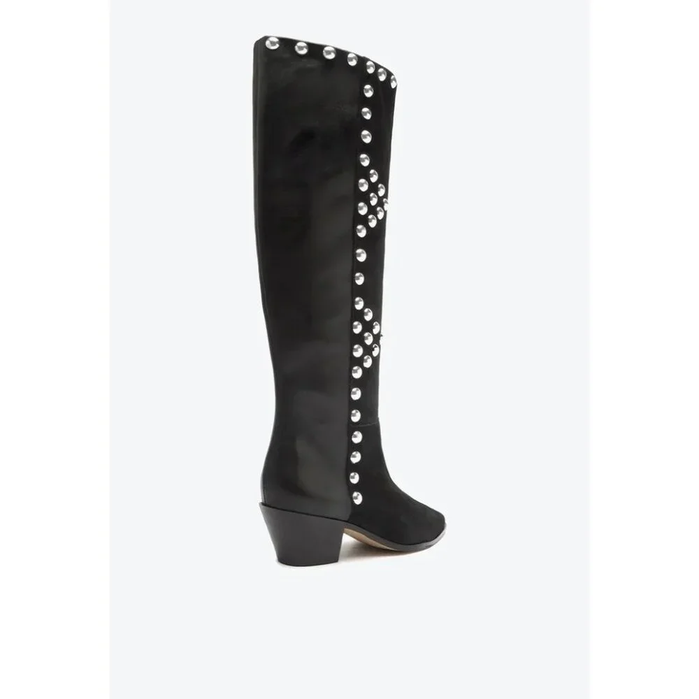 Arezzo Womens Bota Western Arezzo Hazel Low Block Boots Black Size 8B Defected - Picture 4 of 8
